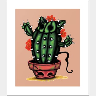 Flower cactus cat Posters and Art